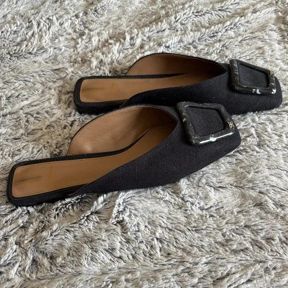 Sam Edelman Lavina Slip On Squared Toe Buckle Detail Black Mules Sz 9 - Picture 2 of 5